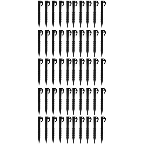 50 Piquets de Tente en ABS Solide, 14 cm avec Encoches, pour Camping, Plage, Parasol, Tente de Jardin, Noir