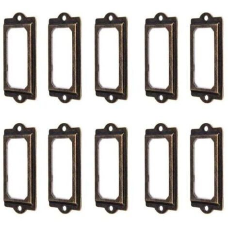 50 porta etichette in metallo bronzo vintage 60 x 17 mm, porta biglietti da visita per librerie, cassetti e armadietti