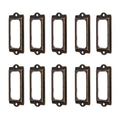 50 Porte-étiquettes 60 x 17 mm Métal Bronze Vintage Porte-étiquettes Porte-cartes Bibliothèque Tiroir