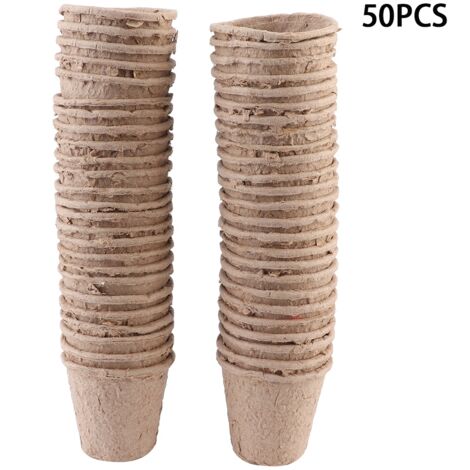 50 Pots Biodégradables 6x6cm en Pulpe de Papier pour Semis et Jardinage