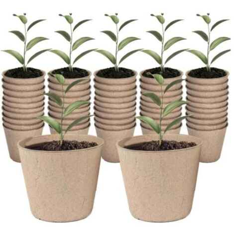 50 Pots de Culture en Fibre de Tourbe pour Semis et Jardinage
