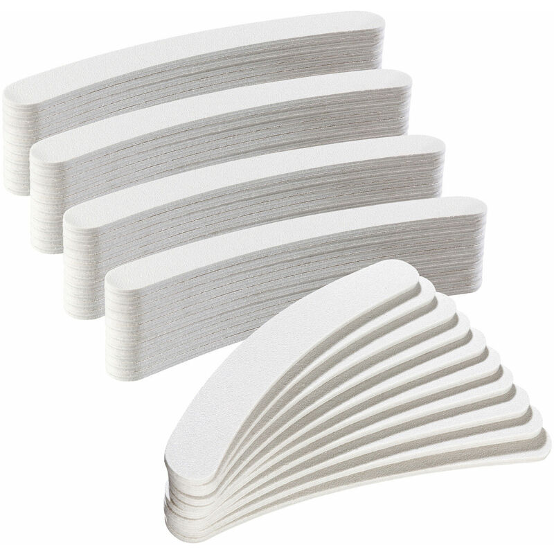 Sina 50 professional nail files 100/100 curved white core manicure file - White
