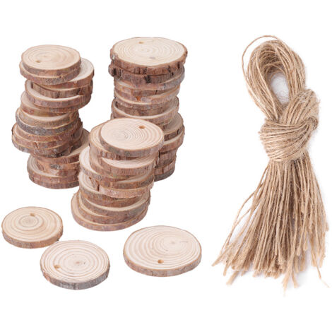 50 rondelles de bois naturel pour décoration rustique, mariage, anniversaire, DIY (4-6cm) - lot de 50