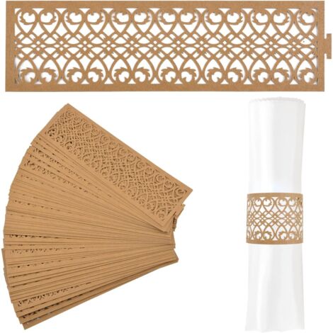 50 ronds de serviette creux en papier kraft, ronds de serviette en papier pour W