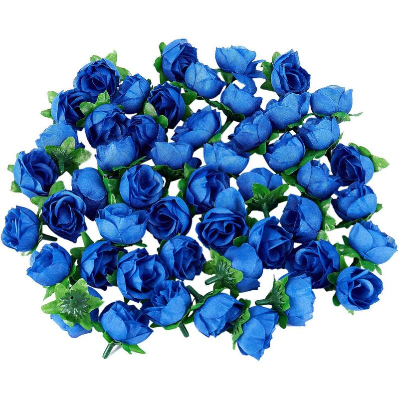 Tlily - 50 roses artificielles, 3 cm de hauteur, decoration de mariage, bleu marine