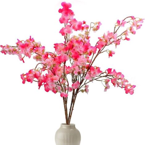 50 Roses Artificielles Avec Tiges Pour Bouquets De Mariage, Décorations De Fêtes À Domicile, Saint-Valentin, Blanches (Rose Foncé, 4 Pièces)