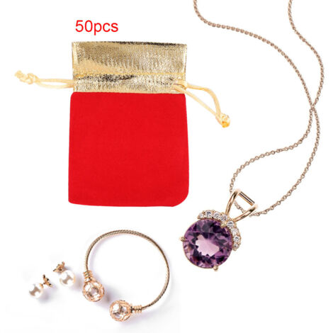50 rote Samtbeutel, 7 x 9 cm, mit Kordelzug, für Schmuck, Hochzeiten, Geschenke oder Souvenirs
