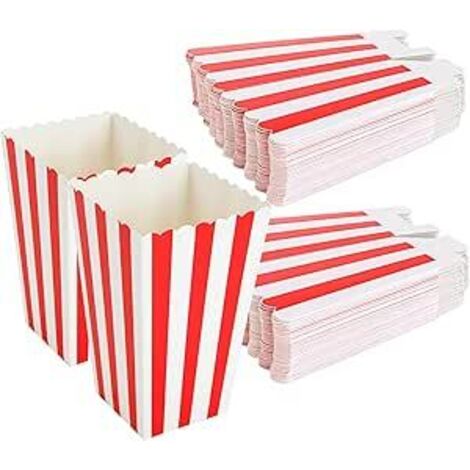 50 sachets à popcorn, petits cartons à popcorn rayés en papier, boîtes à popcorn en carton pour bonbons (2 x 2,7 x 4,5 pouces)