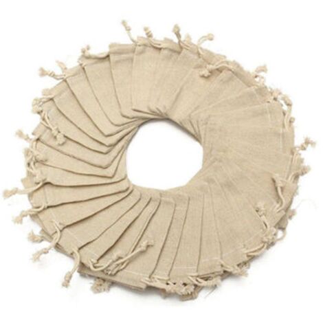 50 sacs cadeaux en coton, sacs en toile de jute avec cordon de serrage, à faire soi-même pour bijoux et mariage - 10 x 8 cm