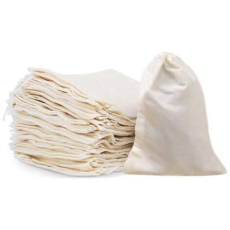 50 sacs en mousseline de coton de 10 x 15 cm, sacs à cordon réutilisables