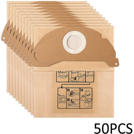 50 Sacs pour Aspirateur Karcher WD2 MV2 6.904-322.0 WD 2.200 WD2250 A2004 A2054 A2099，Remplacement pour Aspirateur Karcher