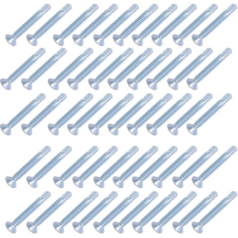 50 selbstbohrende Flachkopfschrauben, verzinkter Kohlenstoffstahl, 4,8 x 38 mm – 50er-Packung