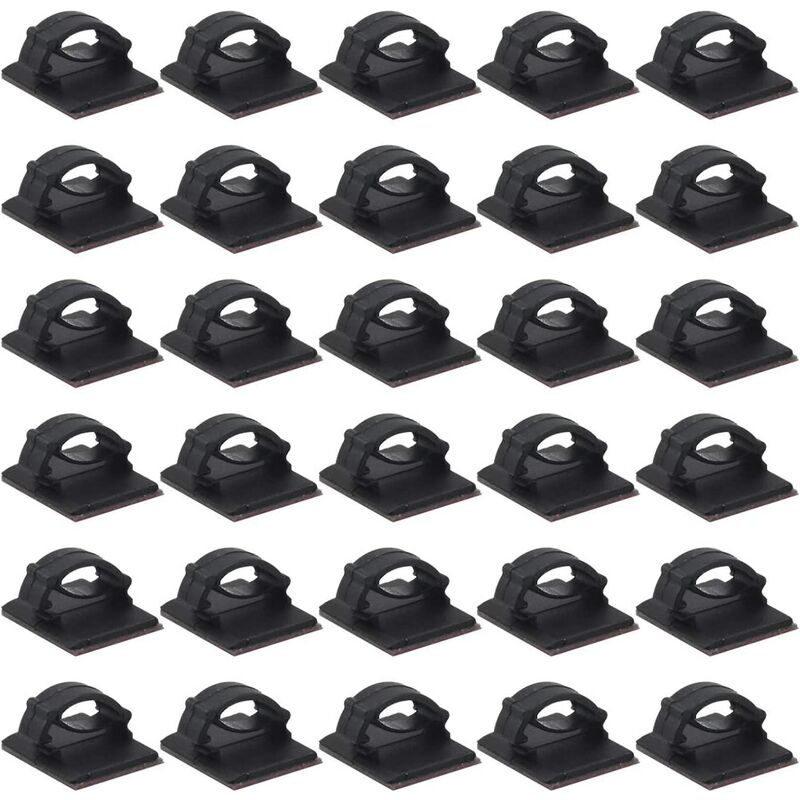 50 Serre Cable Plastique Noir Clips Cable Adhesif Cable Management pc Kit Attache Cable Mural Clips Cable Electrique pour Wire Automobile Câble