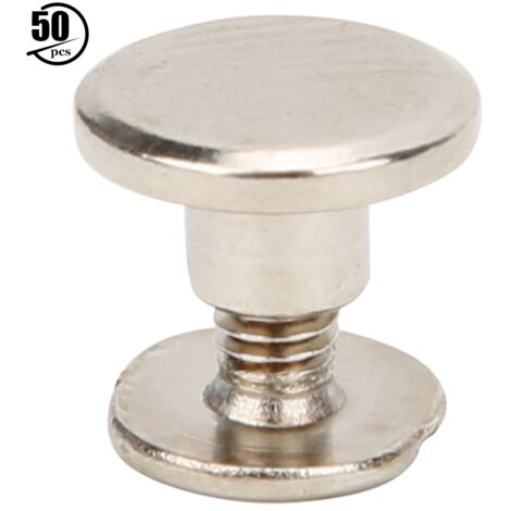 50 Sets mit 6,5 mm Messing-Flachkopfnieten für DIY-Lederarbeiten, silberne Schraubbefestigungen