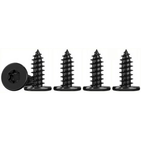 50 slim self-tapping flat head screws, black, M3x10 mm Torx wood screws, stainless steel 304, Placo screws M3, continuous thread