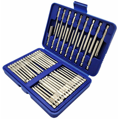50 Stuck langes Schraubendreher-Bit-Set 49 Stuck 75 mm Cr-V-Schraubendreher-Bits + 1 magnetischer Bit-Halter mit Aufbewahrungsbox, Modell: Sandstrahlen