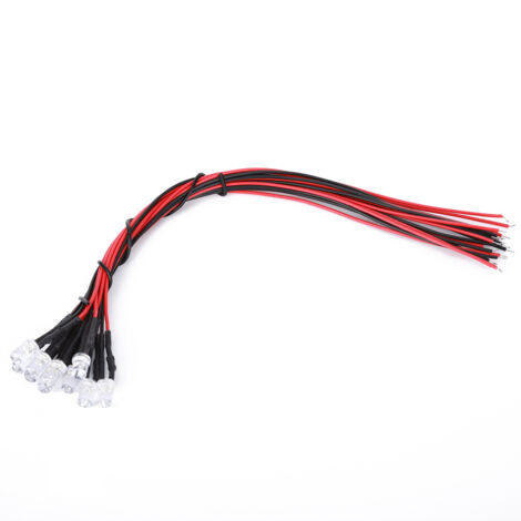 50 Stück 5 mm mehrfarbige, schnell blinkende LEDs, 12 V, vorverdrahtet mit rundem Kopf