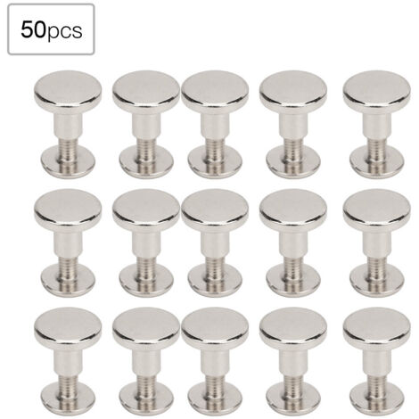 50 Stück 8 mm Flachkopfnieten aus reinem Kupfer, Schrauben für Lederriemen, Notizbuch-Bindeset, Silber