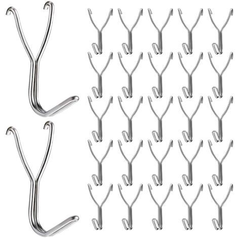 50 Stück Edelstahl-Stecktafelhaken, 20 mm, für Küche, Aufbewahrung, Garage, Zubehör, Werkbank, Werkzeuge, Bastelbedarf