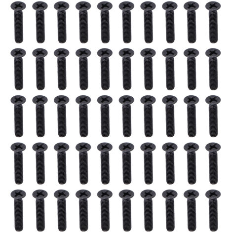 50 Stück Flachkopf-Befestigungsschrauben M4x20 DIN965 A2-70, schwarz verzinkt, für Wartungs- und Reparaturarbeiten