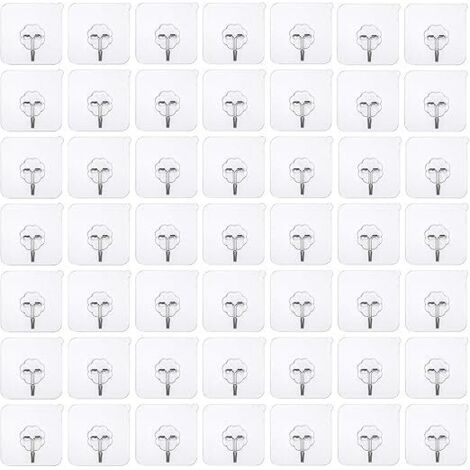 50 Stück Klebehaken ohne Bohren, Selbstklebend ohne Bohren Haken, Klare Wandhaken, Transparente Klebehaken Türhaken Wasserdicht Kleiderhaken Ideal für Küche Badezimmer Wand & Deckenaufhänger