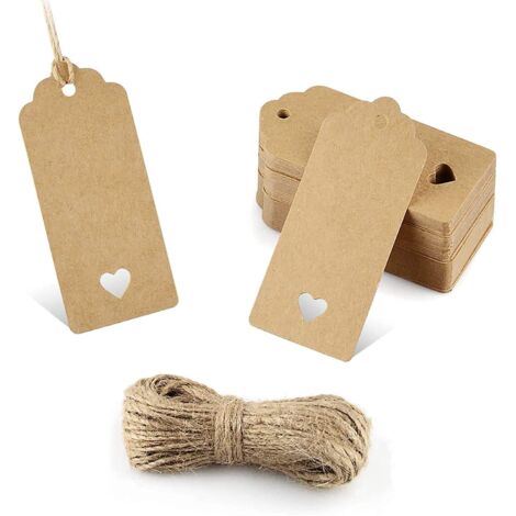 50 Stück Kraftpapier-Etiketten, Kraftpapierfarbe, einlochig, zum Aufhängen