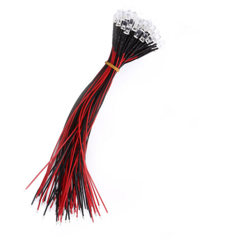 50 Stück LED DC 9-12V 3 5 10mm Weiß Rot Blau Grün - Vorverdrahtete Dioden Klares Wasser