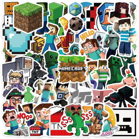 50 Stück Minecraft-T-Aufkleber, wasserfeste Vinyl-Aufkleber für Laptops,