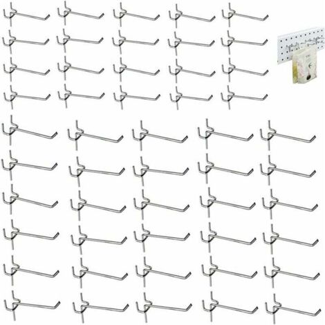 50 Stück Pegboard-Wandhaken, Einzelhaken Pegboard-Wand, Pegboard-Haken, perforierter Wandzubehörhaken, für Pegboard-Türwandpaneel, Geschäft, 3,3 mm, 5 cm/10 cm, Starli
