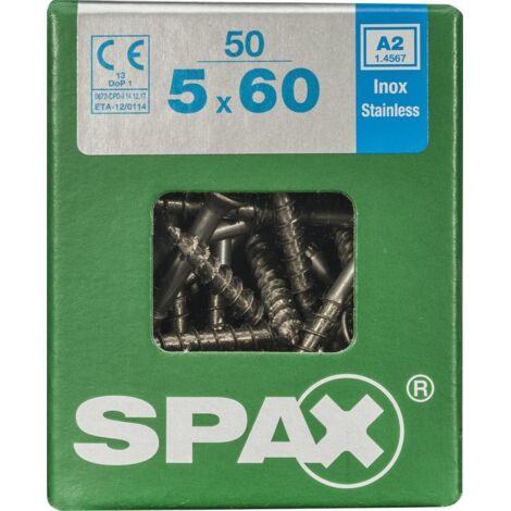 50 Stück SPAX Senkkopf-Torxschrauben aus Edelstahl, Durchmesser 5 mm x Länge 60 mm SPAX