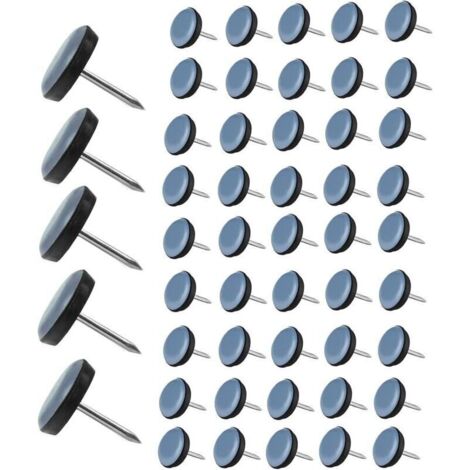 50 Stück Teflon-Stuhlgleiter, runde Schutzgleiter mit Nagel, Möbelgleiter für Fliesen- und Holzböden – 19 mm
