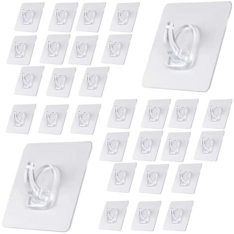 50 Stück transparente PVC-Klebehaken 6 x 6 cm, selbstklebende Kunststoffhaken, Klebehaken, Badezimmerhaken