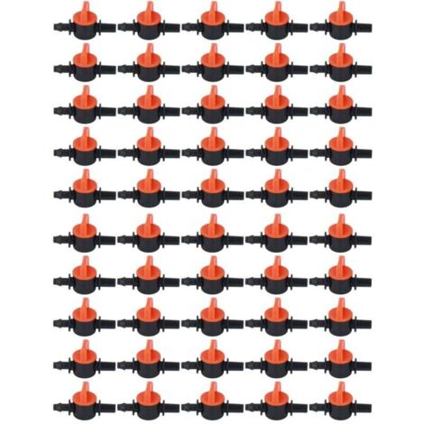50 Stück Tropfbewässerungsventil 4/7 mm Außendurchmesser 6 mm/0,2 Zoll Tropfbewässerungs-Umschaltventil für Bewässerungssystem A