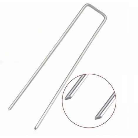 50 Stück U-förmige, verzinkte Stahl-Rasenknägel, rostbeständig, Gartenpfähle