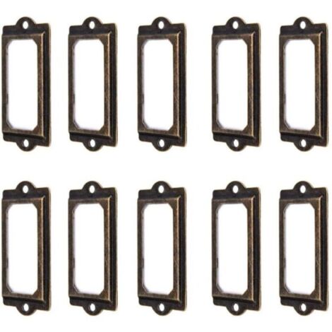 50 Stück Vintage-Etikettenhalter aus bronzefarbenem Metall, 60 x 17 mm, Kartenhalter für Bücherregale, Schubladen und Schränke