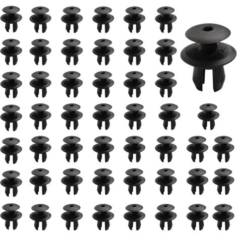 50 Stück Zierleisten-Clips, Auto-Befestigungsclips, Kunststoff-Nieten, Zierleisten-Ersatz, anwendbar für 701867299, kompatibel mit VW T4 T5, Auto-Zierleisten-Clips, schwarz
