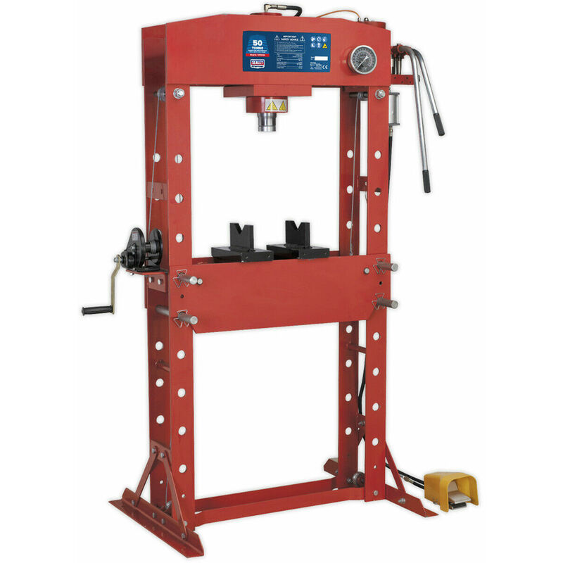 Loops - 50 Tonne Floor Type Air Hydraulic Press - Sliding Ram Assembly - Foot Pedal