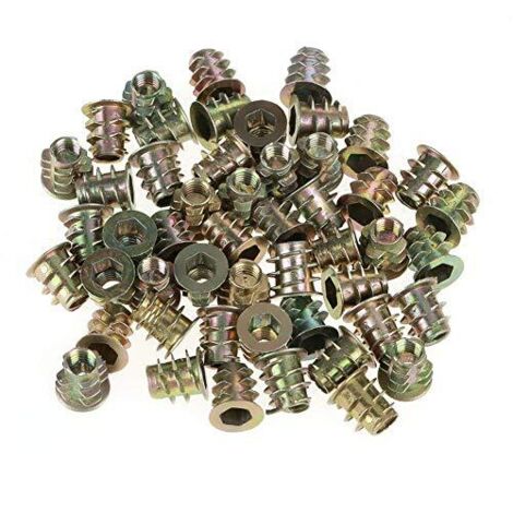 50 tuercas roscadas M510 mm de aleación de zinc hexagonales para muebles de madera