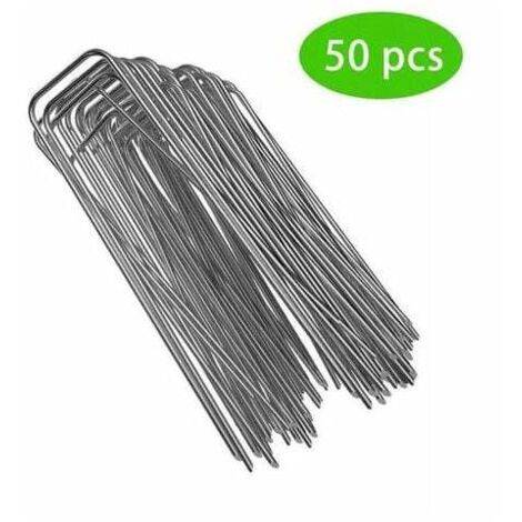 50 U-förmige Gartenheringe zur Befestigung von Unkrautplanen, Campingplanen und Gartenzäunen, 200 mm lang, 40 mm breit, 2,5 mm Durchmesser