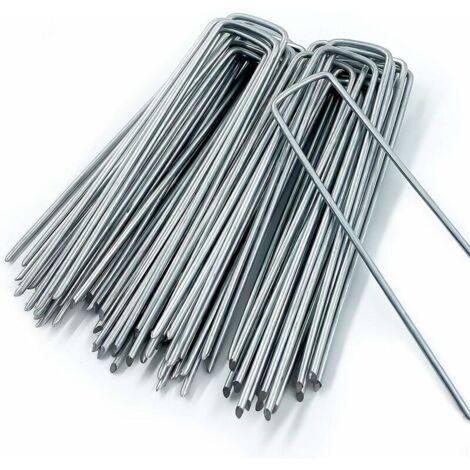 50 U-Shaped Garden Stakes for Weed Control Fabric, for Weed Prevention, Camping Tent Pegs, Garden Fencing, 150mm Long, 25mm Wide, 3mm Diameter