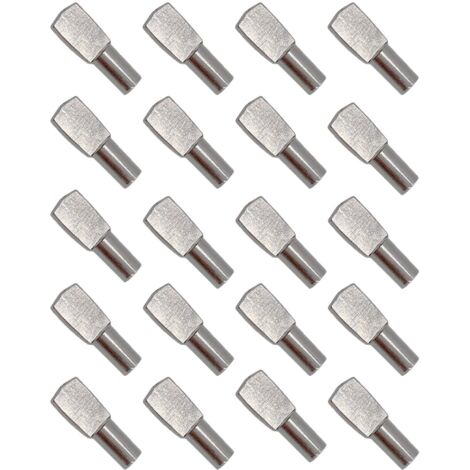 50 unidades de soportes para estantes, clavijas para estantes, soportes de placa de metal niquelado para armarios y accesorios de oficina - 5 mm x 19 mm