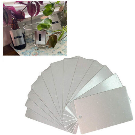 50 unidades, etiquetas de aluminio para plantas, árboles, jardín y exteriores, de metal, impresas en blanco.