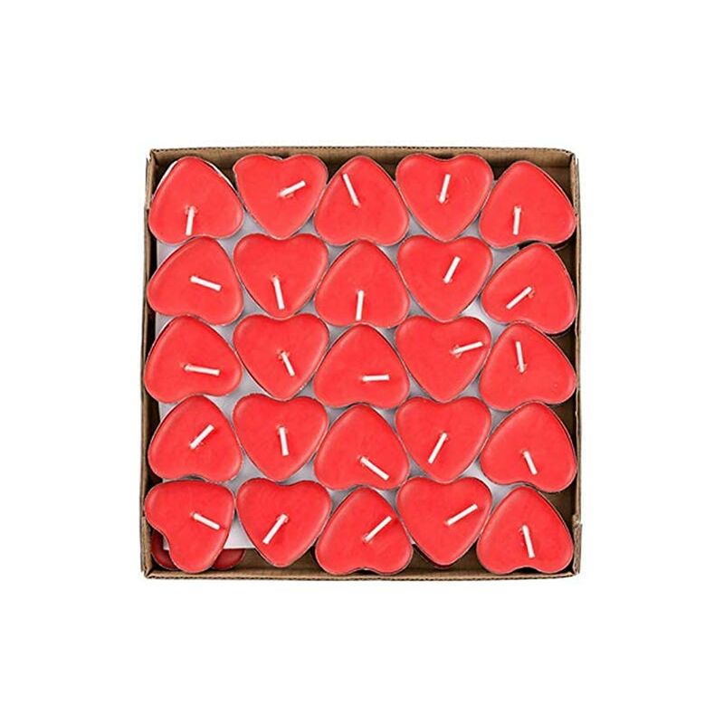 

50 velas candelitas de corazón rojo, velas de amor sin humo, 3.8cm | San Valentín Bodas Cumpleaños Navidad Cena romántica Decoración Regalo Recuerdos.