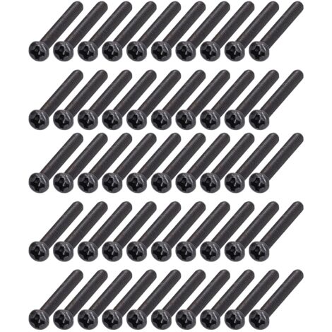 50 vis à métaux M3x25 tête bombée acier zingué noir filetage complet pour fixation