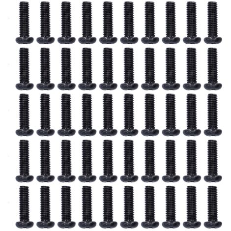 50 vis à métaux tête cylindrique M3x10, filetage total, acier zingué noir - Quincaillerie et fixation