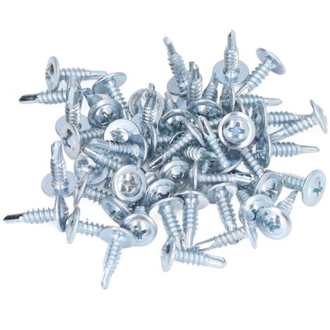 50 vis à tête ronde antidérapantes en acier au carbone galvanisé, autoperceuses, 4,2 x 16 mm, avec rondelle