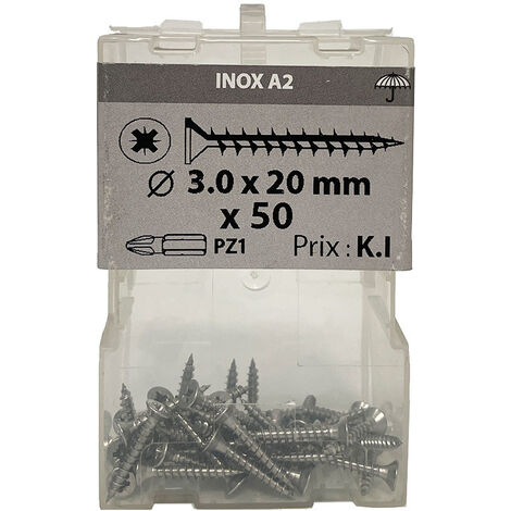 50 vis agglo 3x20mm fraisée Pz  inox A2 Viswood