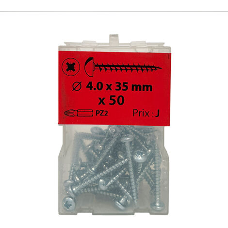 50 vis agglo 4 x 35mm tête ronde Pozidriv zingué - Viswood
