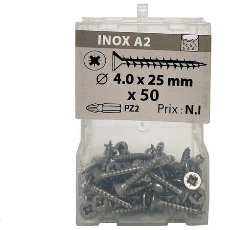 50 vis agglo 4x25mm fraisée Pz  inox A2 Viswood