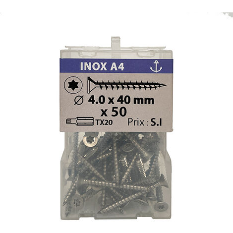 50 vis agglo 4x40mm fraisée Tx inox A4 Viswood